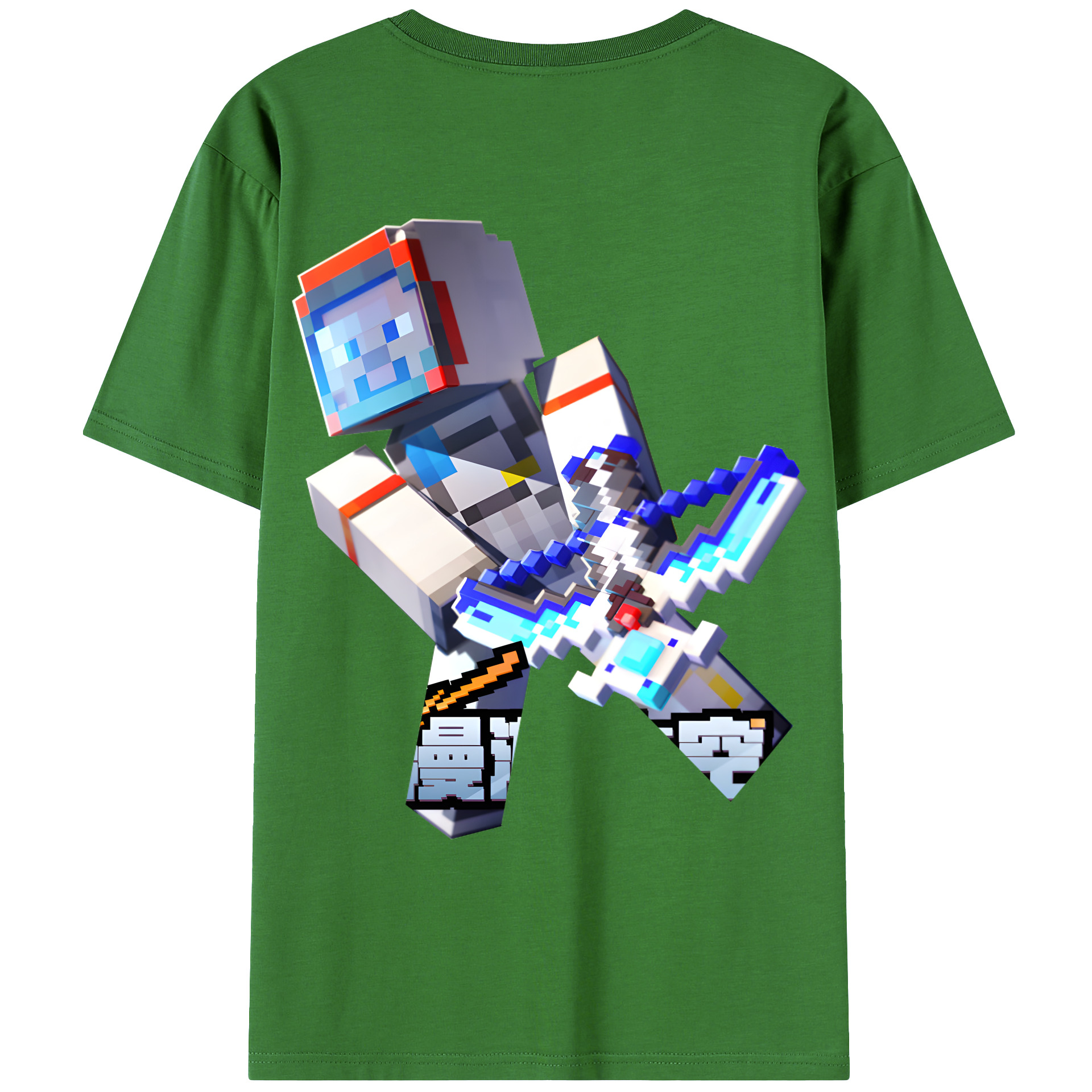 （画像用） マインクラフト ブロックの世界 Minecraft MC Block world レディース半袖Tシャツ(バックプリント)